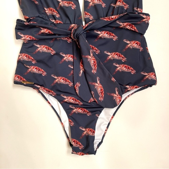 Verdelimon Turtle Deep V Halter-Style One-piece Swimsuit Size Small - Picture 4 of 14